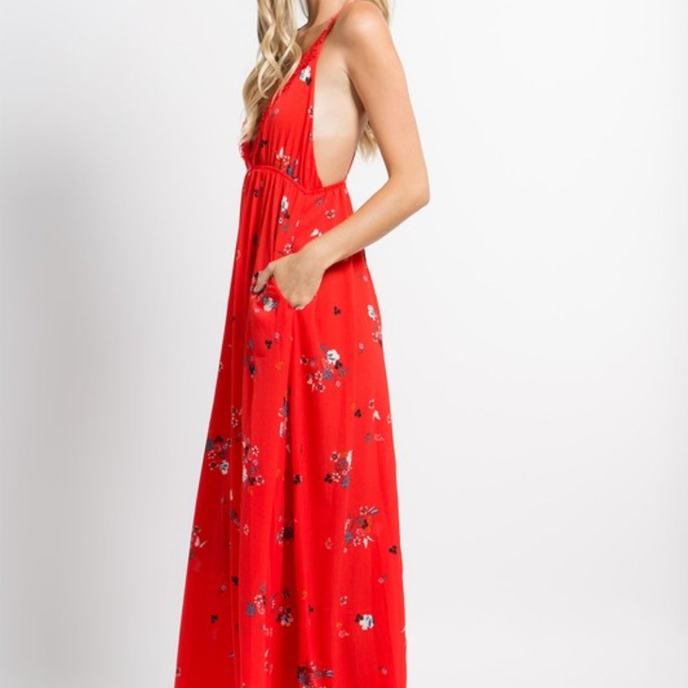 NWT Red Floral Maxi Dress - Picture 5 of 13
